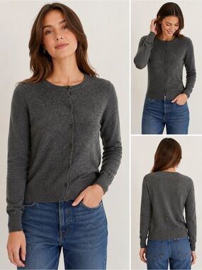 Neiman Marcus 100% Cashmere Cardigan Gray Button Front Women’s XL